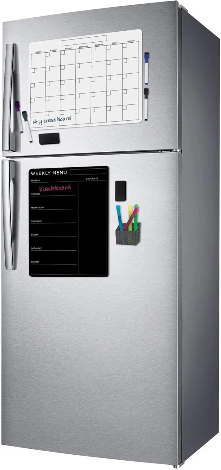 Office Depot Brand Magnetic Dry-Erase/Blackboard Menu And Calendar Combo Set, 17" x 13", Black