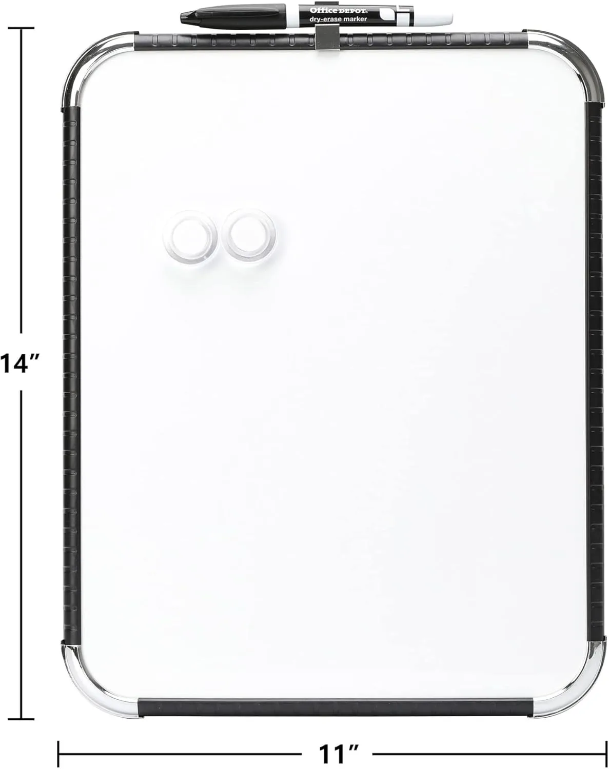 Office Depot Magnetic Dry-Erase Board, 11" x 14", White Board, Black Plastic Frame