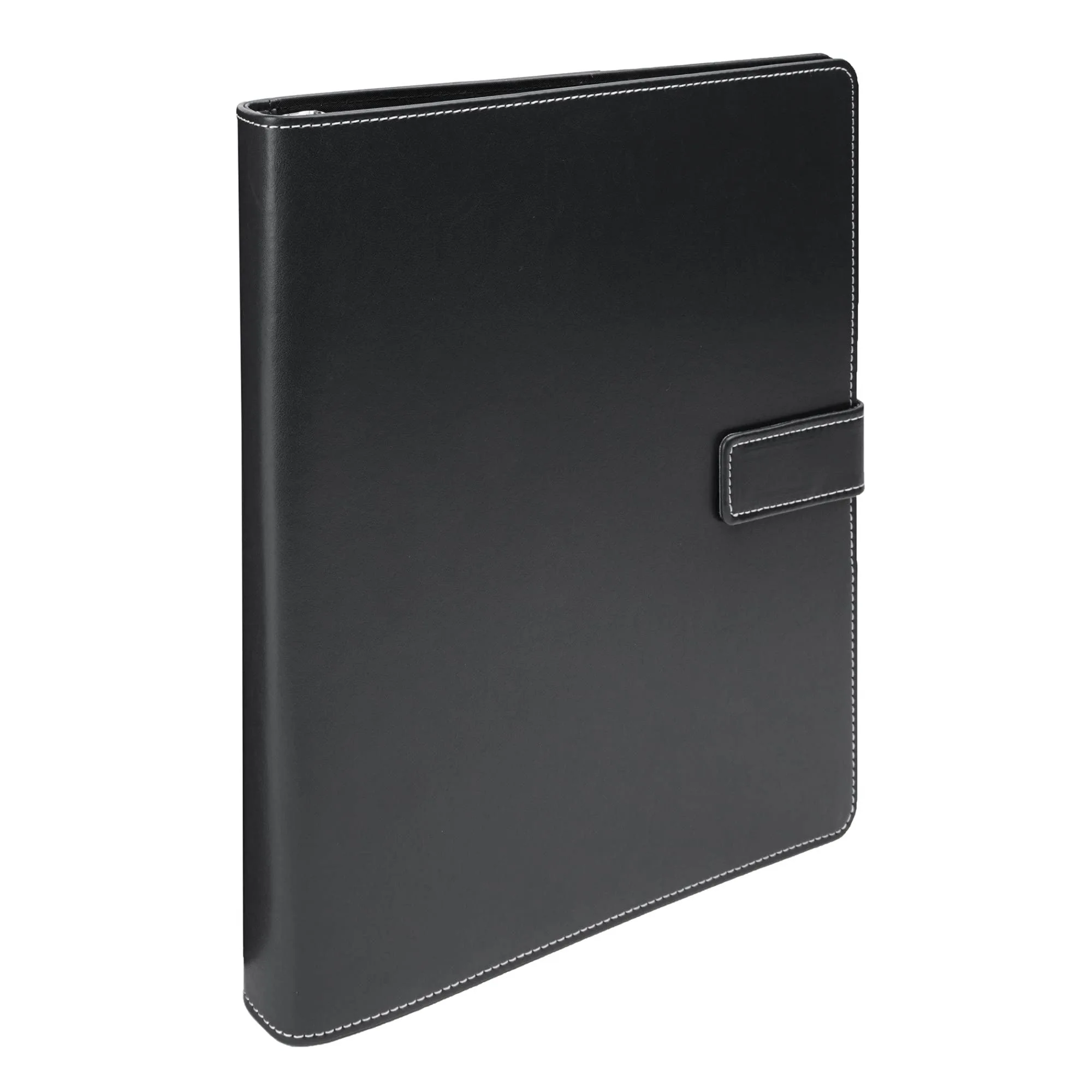 Office Depot Classic-Style Magnetic-Strap Binder, 1.5in Round Rings, Black