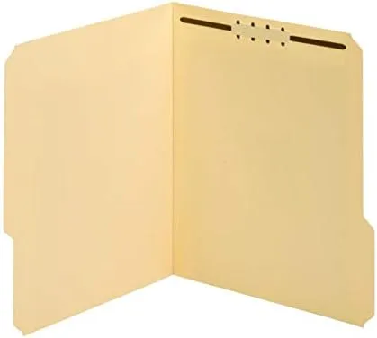 Office Depot Manila Fastener Folders, 1 Fastener, 1/3 Tab Cut Assorted, Letter Size, Box of 50, ODFM210