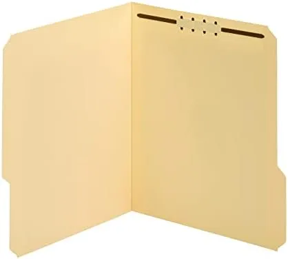 Office Depot Manila Fastener Folders, 1 Fastener, 1/3 Tab Cut Assorted, Letter Size, Box of 50, ODFM210