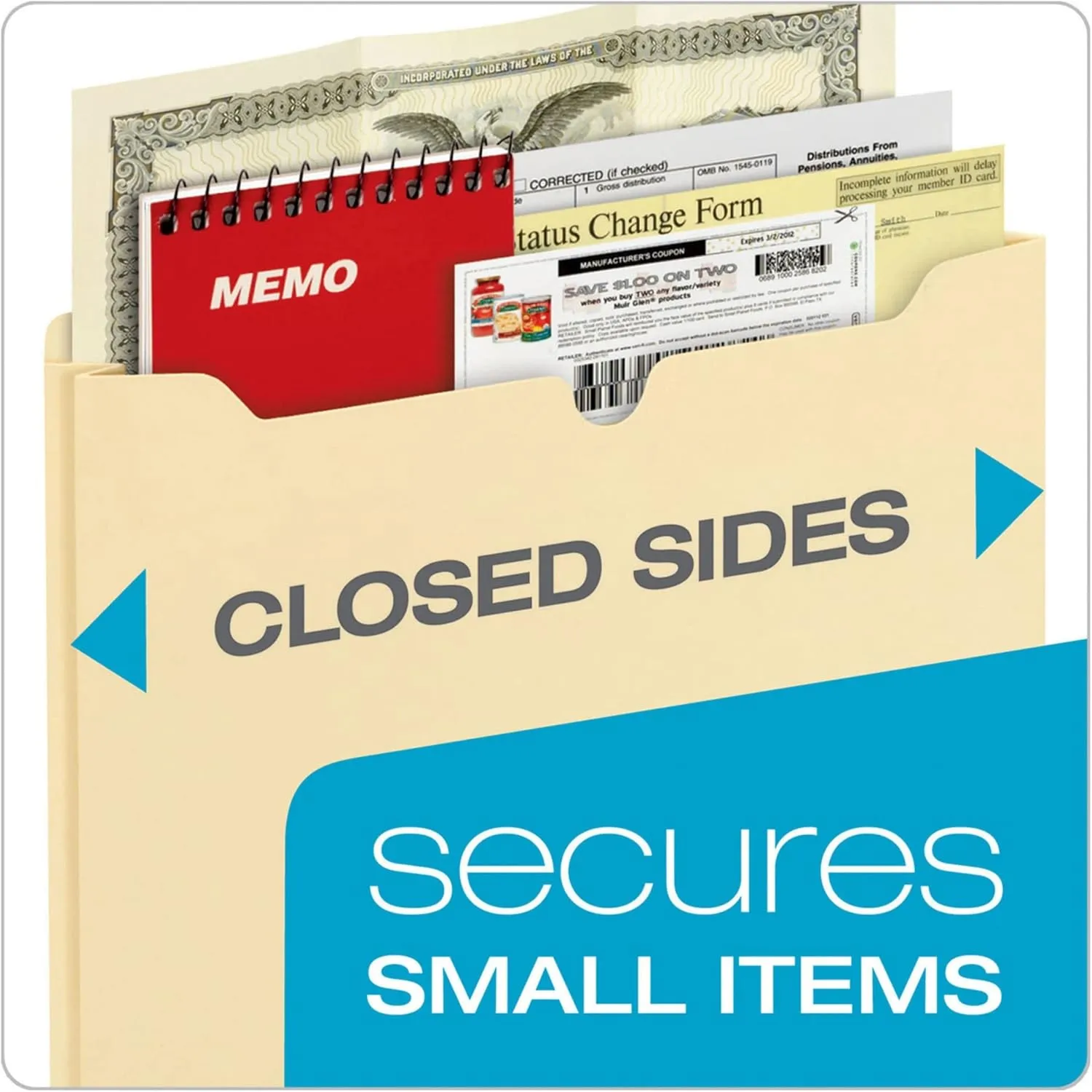 Office Depot Manila Double-Top File Jackets, 2in Expansion, Letter Size, Pack of 25