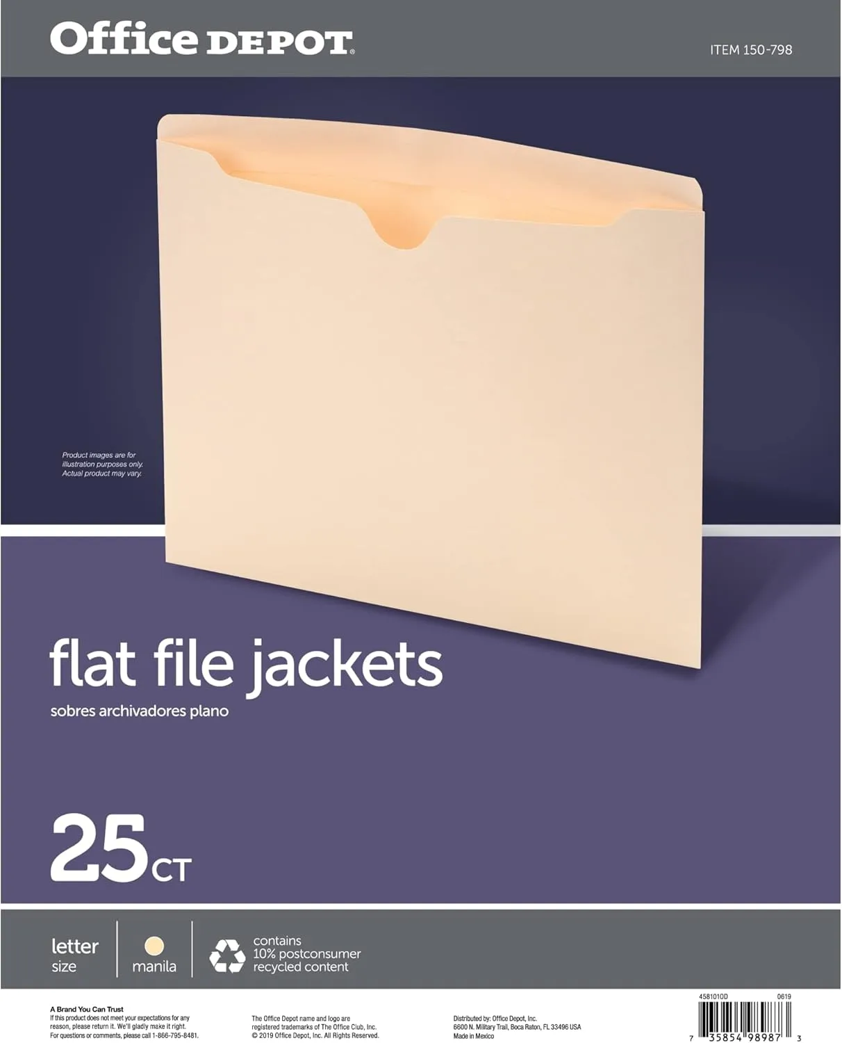 Office Depot Double-Top Flat File Jackets, Letter Size, Manila, Pack of 25