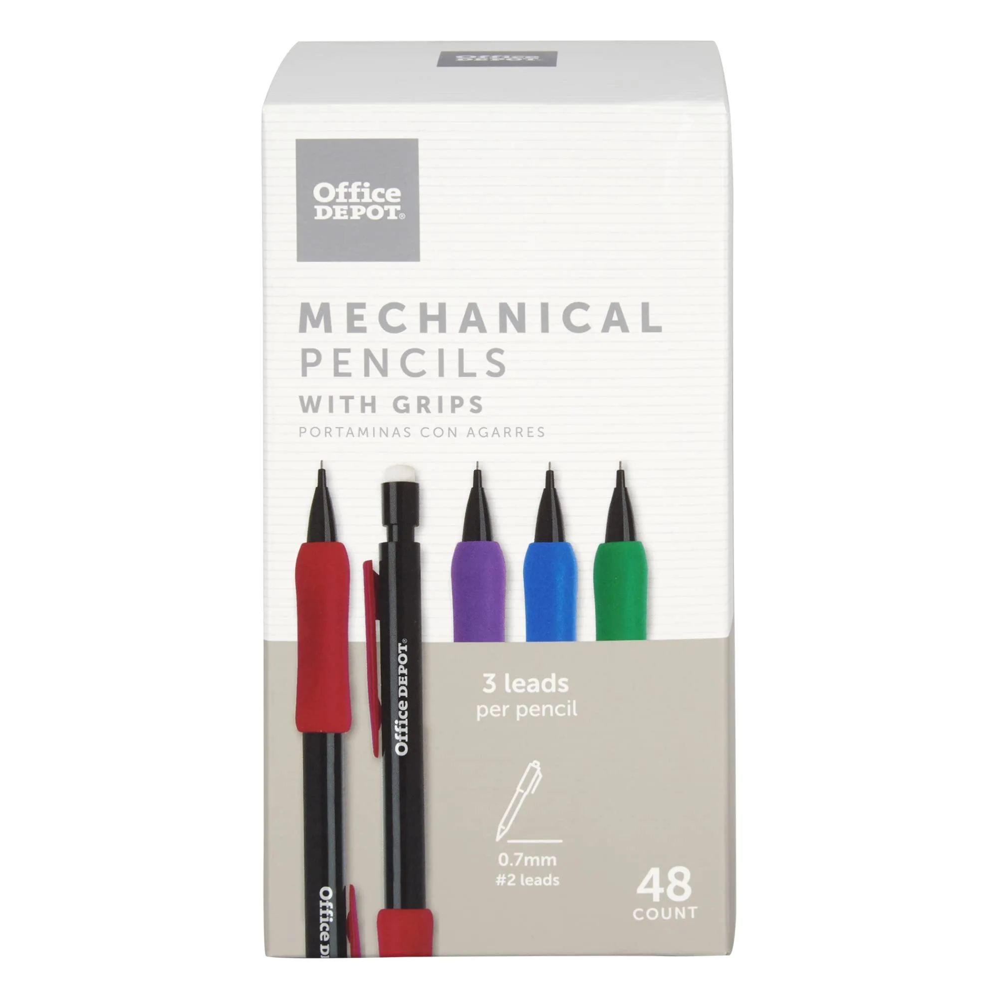 Office Depot® Brand Mechanical Pencils With Comfort Grip, 0.7 mm, Black Barrel, Pack Of 48 Pencils