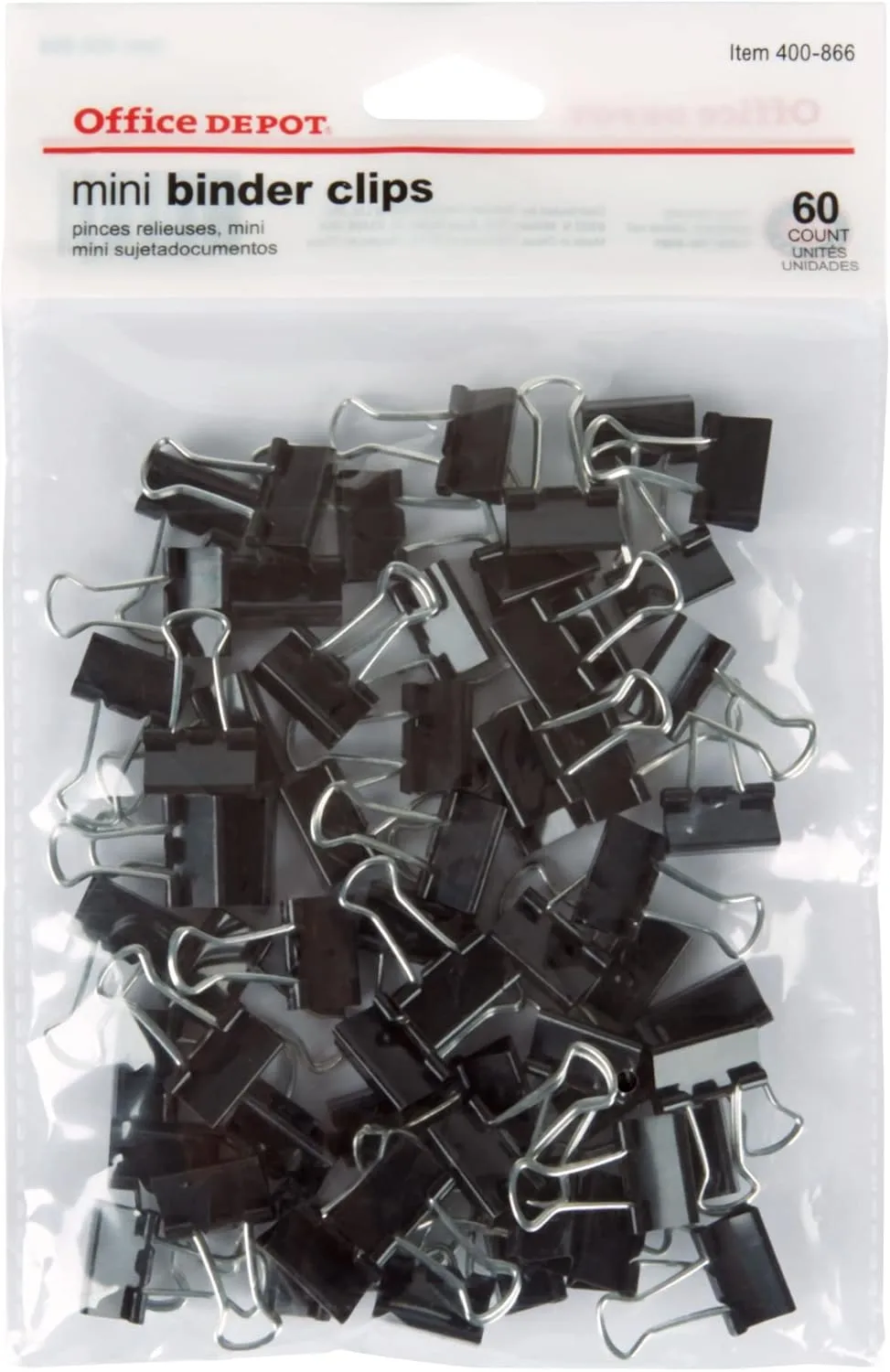 Office Depot® Brand Binder Clips, Mini, 9/16" Wide, 1/4" Capacity, Black, Pack Of 60