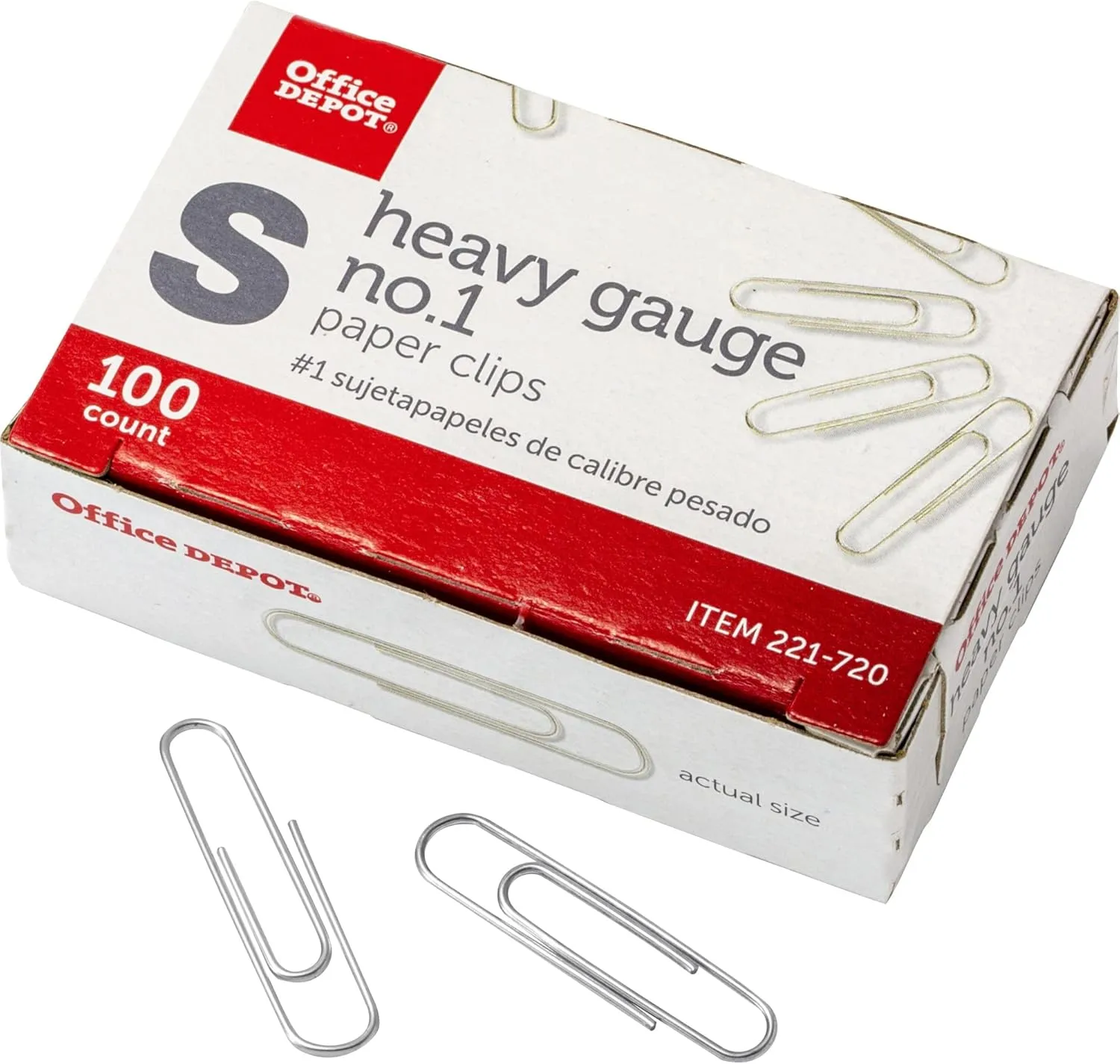 Office Depot Brand Heavy Gauge Paper Clips, No. 1, Small, Silver, Pack Of 5 Boxes, 100 Clips Per Box, 500 Total