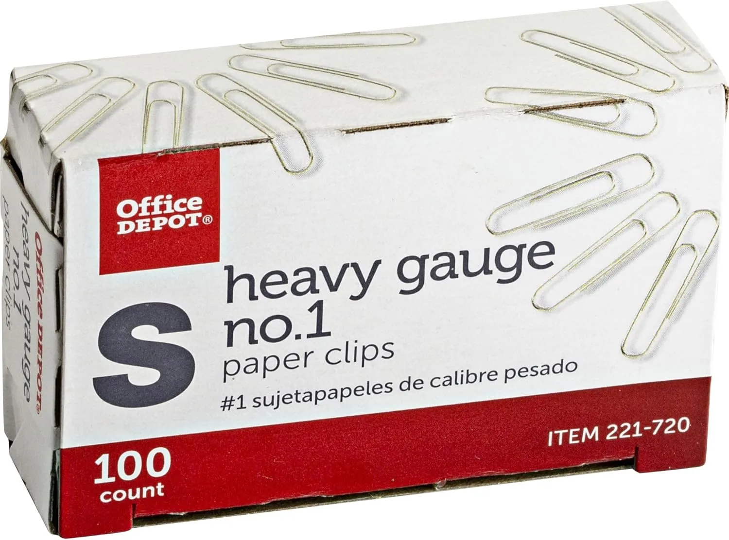 Office Depot Brand Heavy Gauge Paper Clips, No. 1, Small, Silver, Pack Of 5 Boxes, 100 Clips Per Box, 500 Total