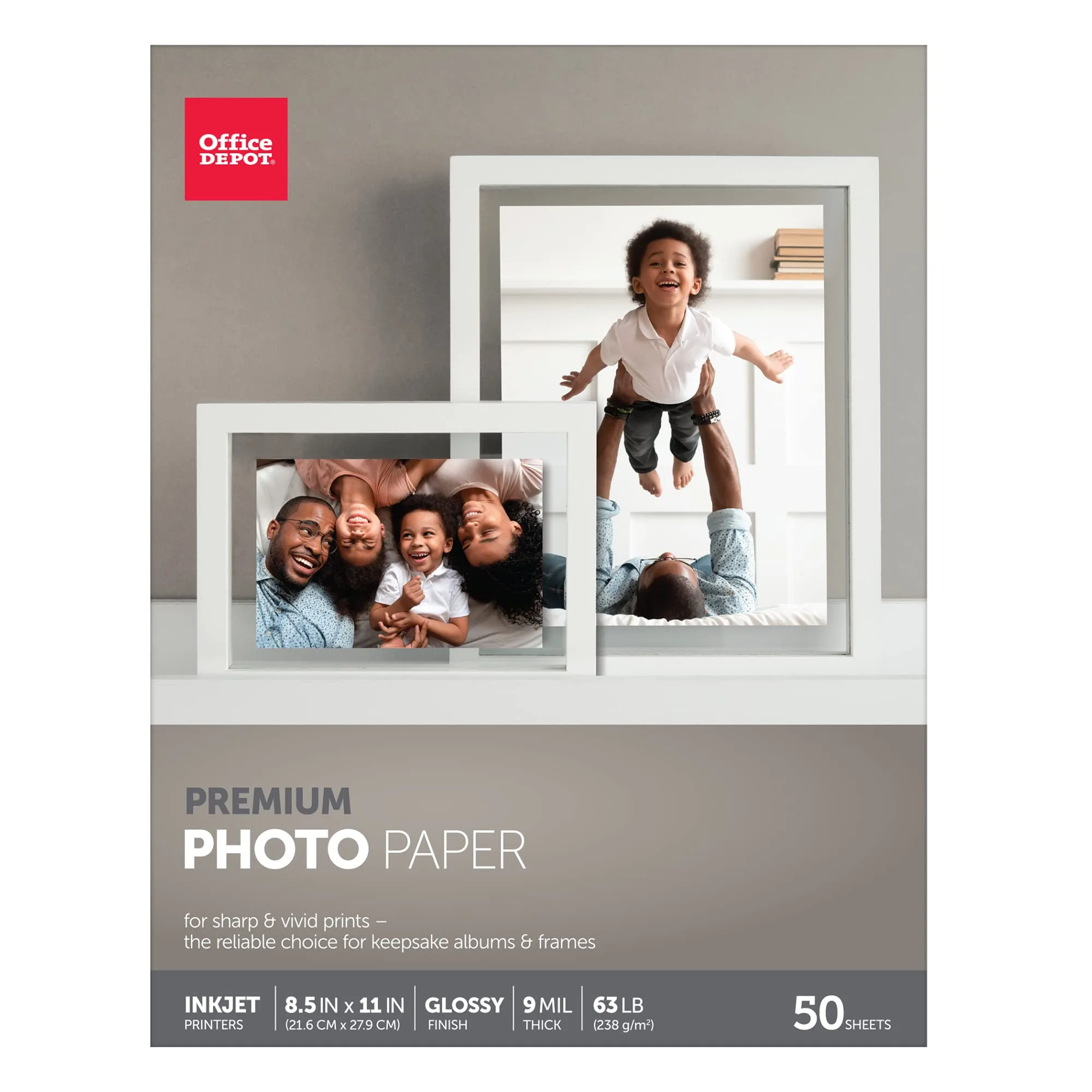 Office Depot Premium Photo Paper, Gloss, 8.5 x 11 in, 9 Mil, 50 Sheets