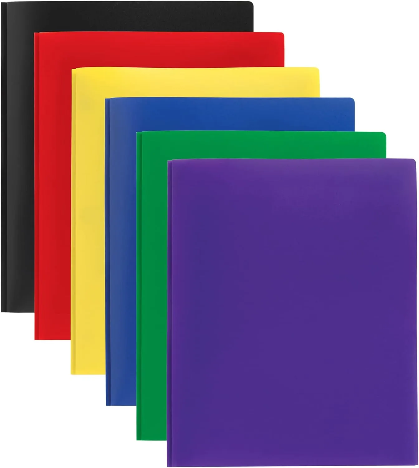 Office Depot® Brand 2-Pocket School-Grade Poly Folders With Prongs, 8-1/2" x 11", Assorted Colors, Pack Of 24
