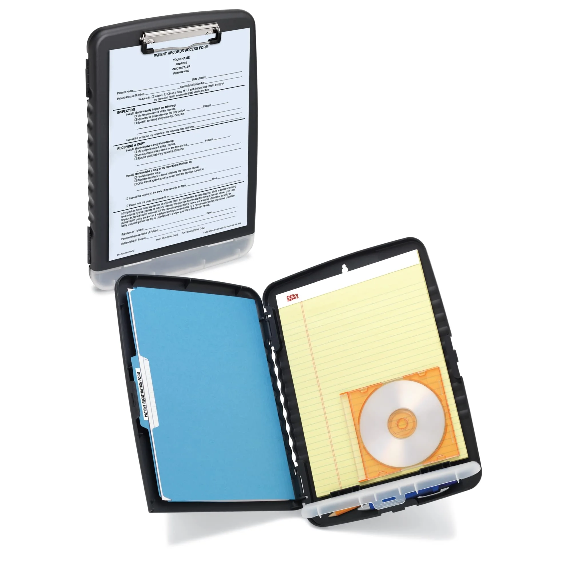 Office Depot Portable Clipboard Storage Box, Letter Size, Charcoal