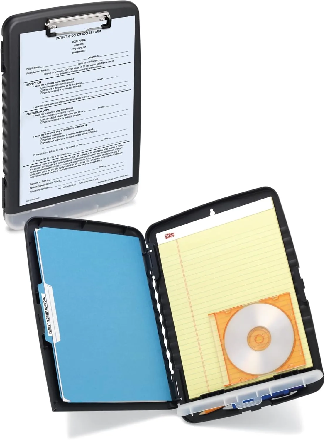 Office Depot Portable Clipboard Storage Box, Letter Size, Charcoal
