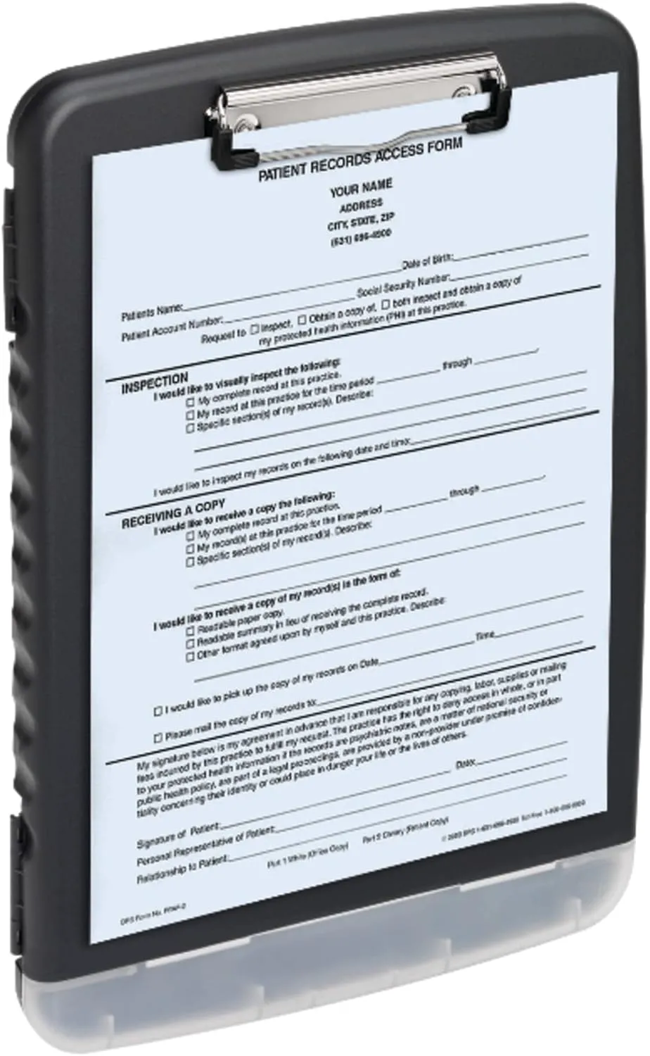 Office Depot Portable Clipboard Storage Box, Letter Size, Charcoal