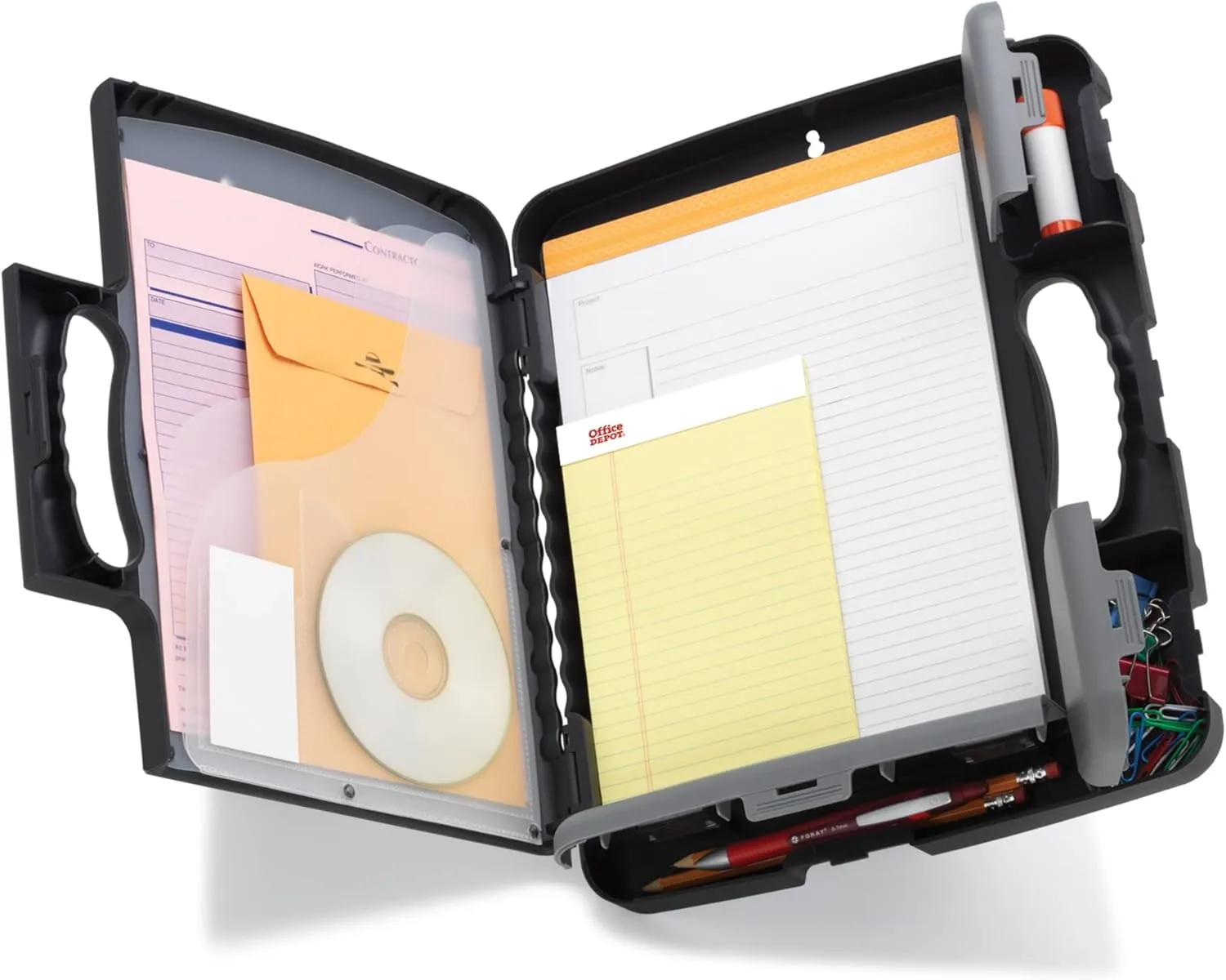 Office Depot Brand Portable Form Holder Storage Clipboard Case, 11-3/4in x 14-1/2in, Charcoal