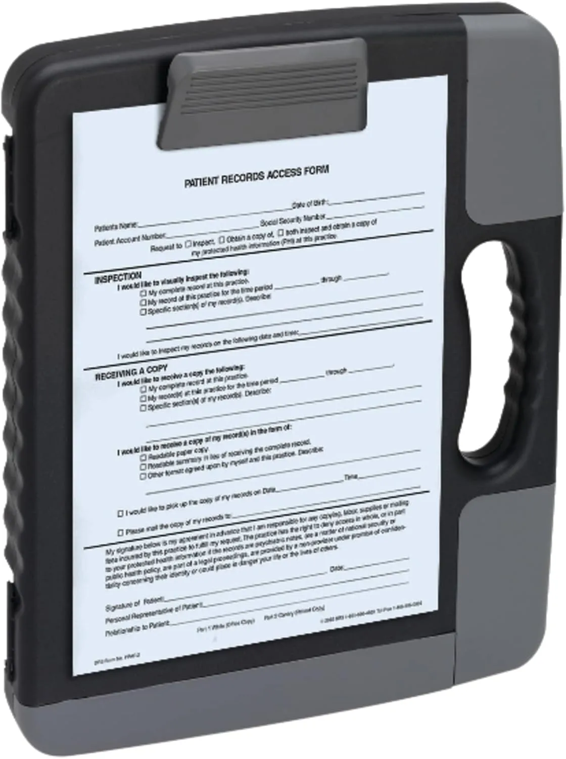 Office Depot Brand Portable Form Holder Storage Clipboard Case, 11-3/4in x 14-1/2in, Charcoal