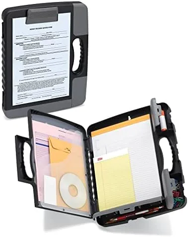 Office Depot Brand Portable Form Holder Storage Clipboard Case, 11-3/4in x 14-1/2in, Charcoal
