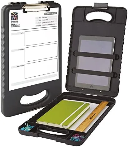 Office Depot Portable Tablet Storage Clipboard Case, 16-1/8in H x 10-1/4in W x 1-5/8in D, Charcoal