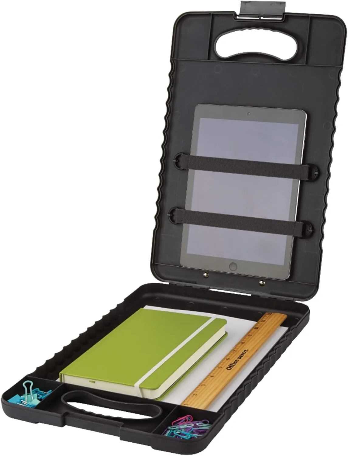 Office Depot Portable Tablet Storage Clipboard Case, 16-1/8in H x 10-1/4in W x 1-5/8in D, Charcoal