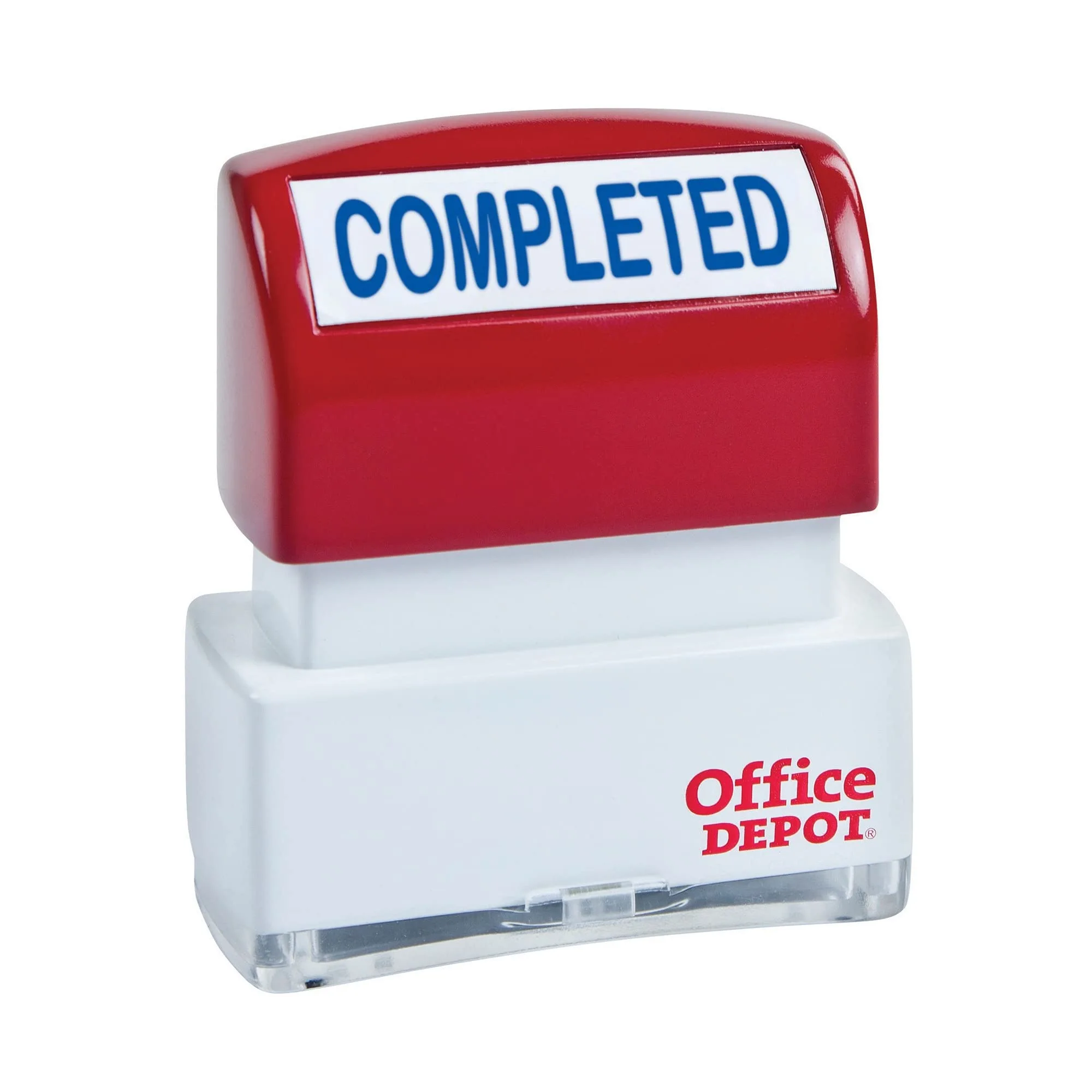 Office Depot Pre-Inked Message Stamp, Completed, Blue