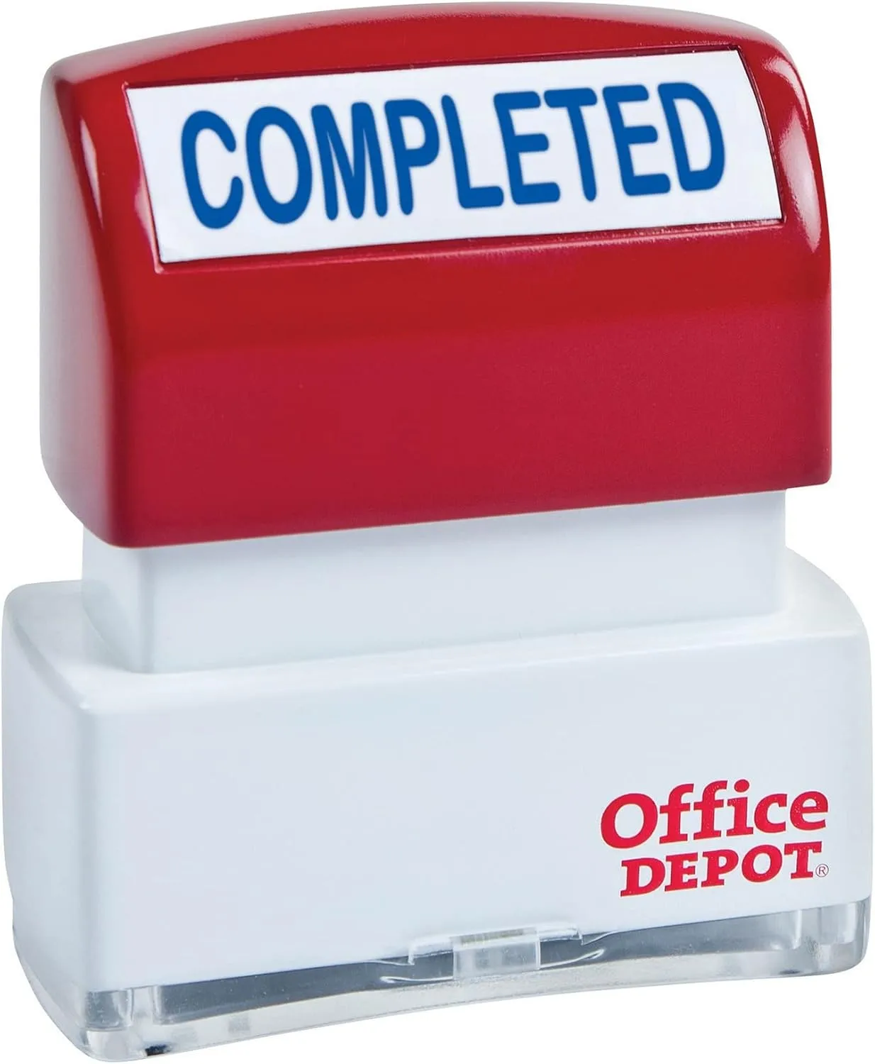 Office Depot Pre-Inked Message Stamp, Completed, Blue