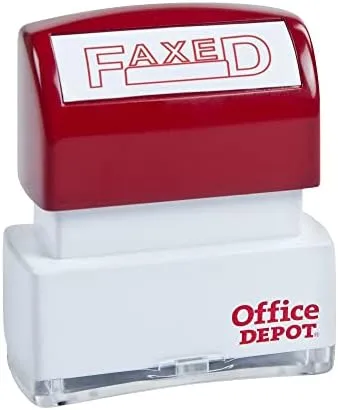 Office Depot Pre-Inked Message Stamp - Faxed, Red