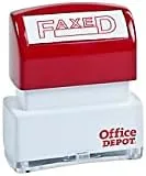 Office Depot Pre-Inked Message Stamp - Faxed, Red