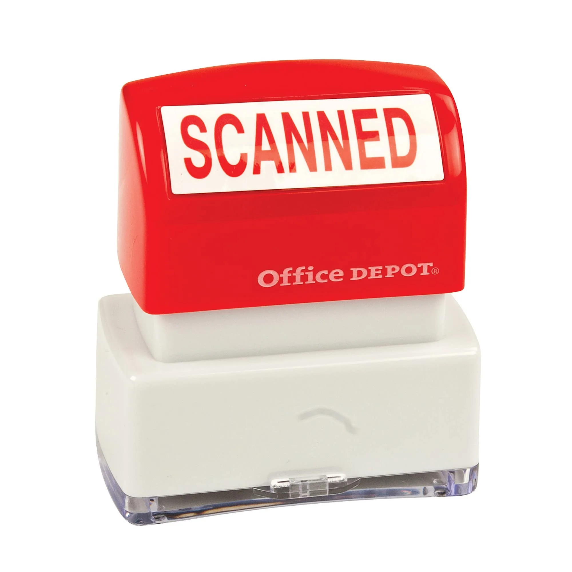 Office Depot Pre-Inked Message Stamp, Scanned, Red, 034211