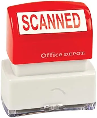 Office Depot Pre-Inked Message Stamp, Scanned, Red, 034211