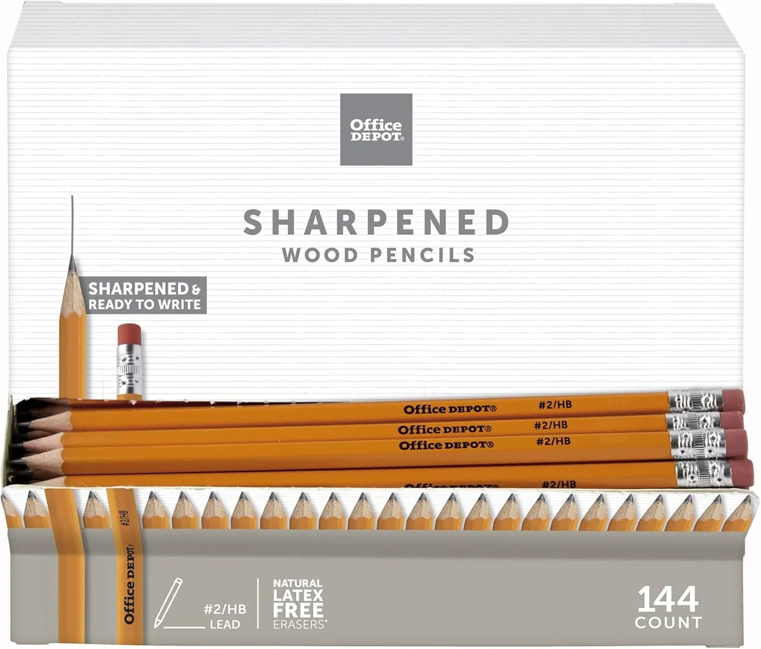 Office Depot® Brand Gravity Feed Woodcase Pre-Sharpened Pencils, 2.2 mm, HB Hardness, Yellow, Box Of 144 Pencils