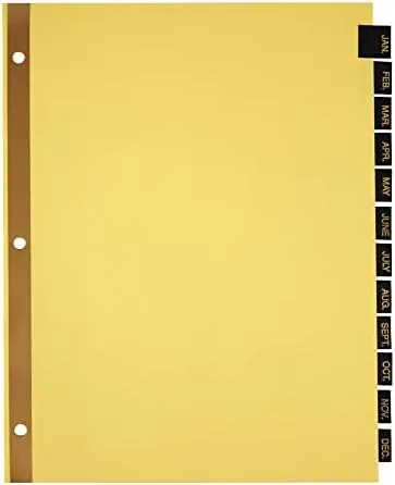 Office Depot Brand Preprinted Index Tab Dividers, Jan-Dec Tab