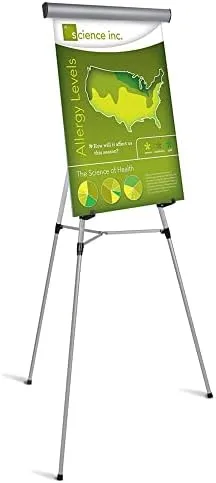 Office Depot Brand Presentation Easel, 35-1/2in-65inH, Silver With Chart Holder