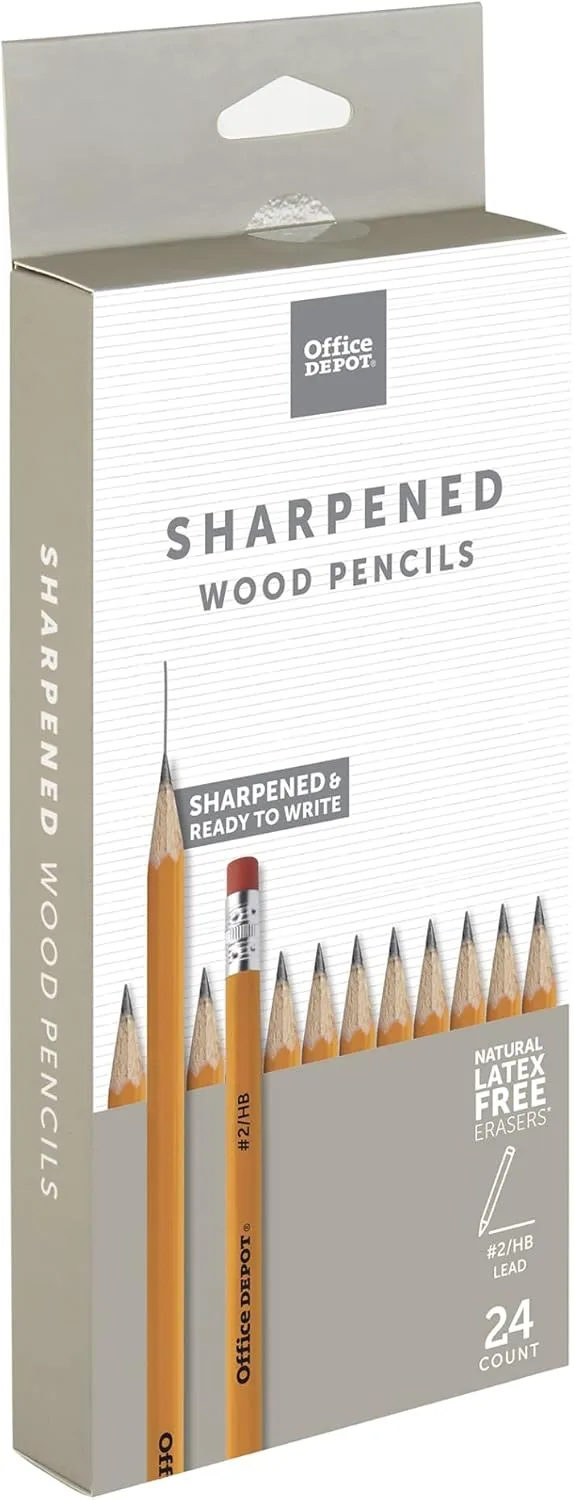 Office Depot® Brand Presharpened Wood Pencils, #2 Medium Soft Lead, Yellow, Pack Of 24 Pencils