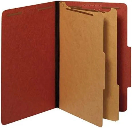 Office Depot Pressboard Classification Folders With Fasteners, Legal Size, 100% Recycled, Red, Pack Of 10, OD29075R