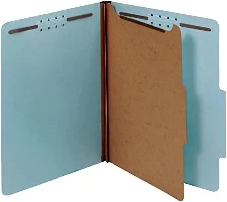 Office Depot Pressboard Classification Folders With Fasteners, Legal Size, Light Blue, Pack of 10