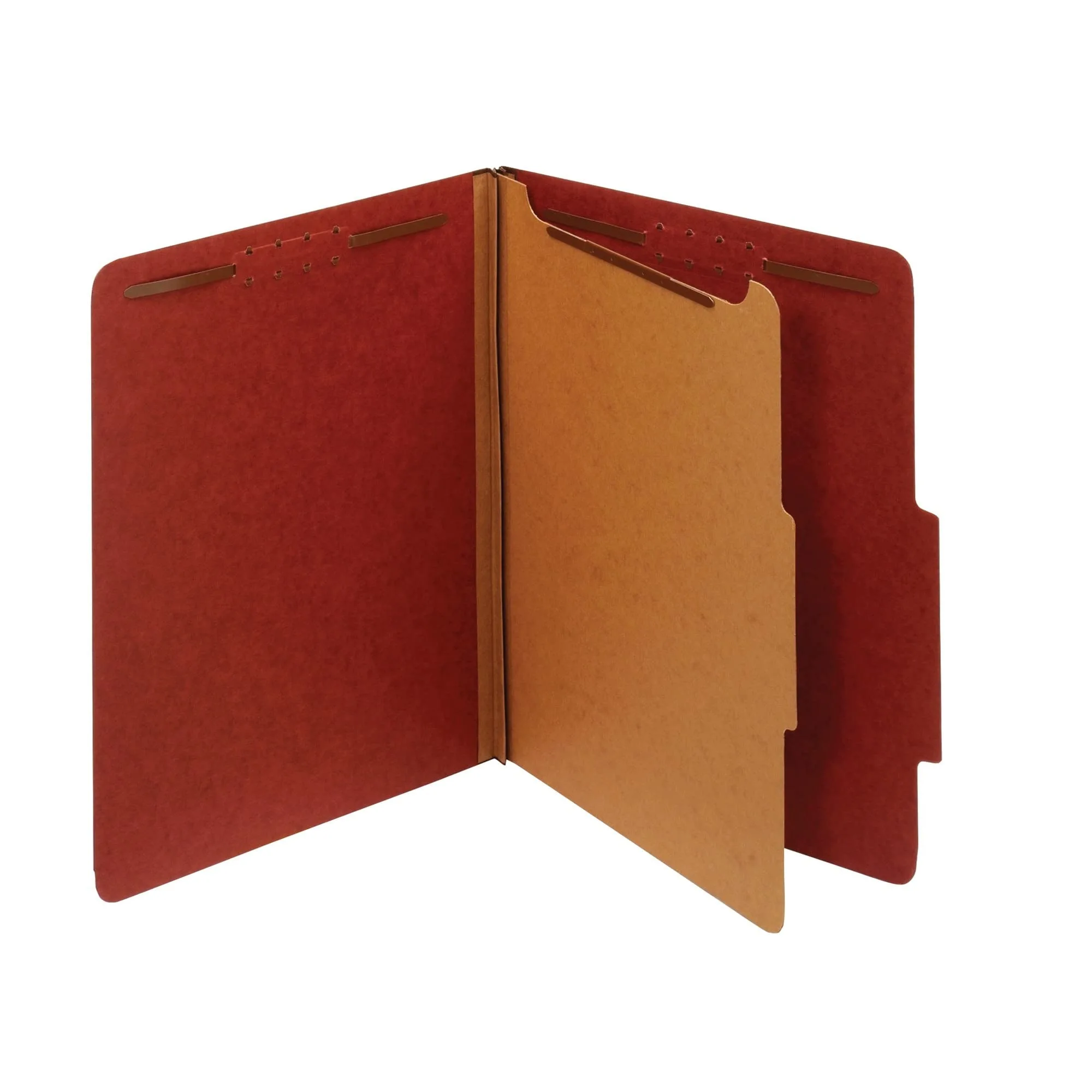 Office Depot Pressboard Classification Folders with Fasteners, 1 Divider, Letter Size, Red, 10-Pack
