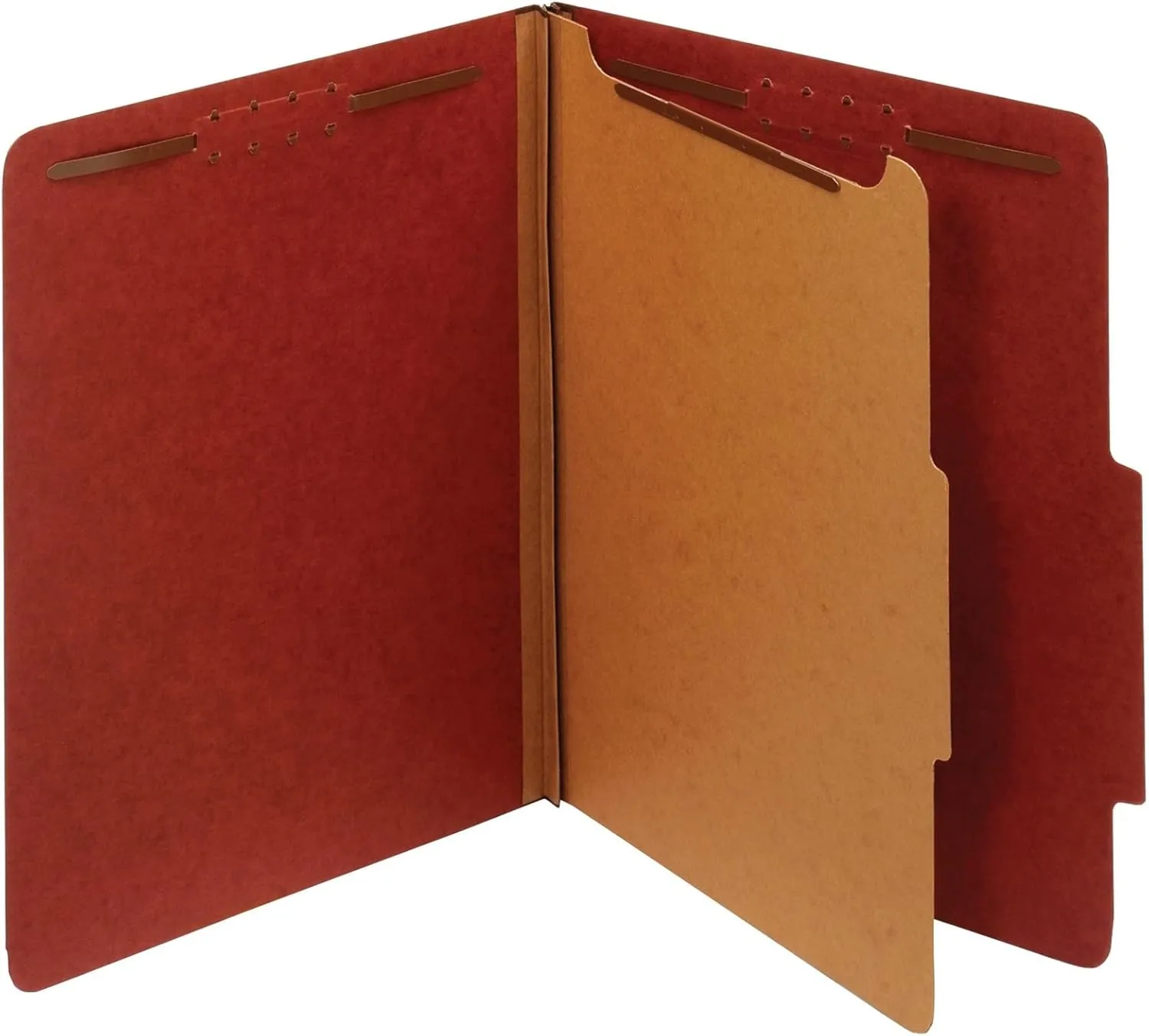 Office Depot Pressboard Classification Folders with Fasteners, 1 Divider, Letter Size, Red, 10-Pack