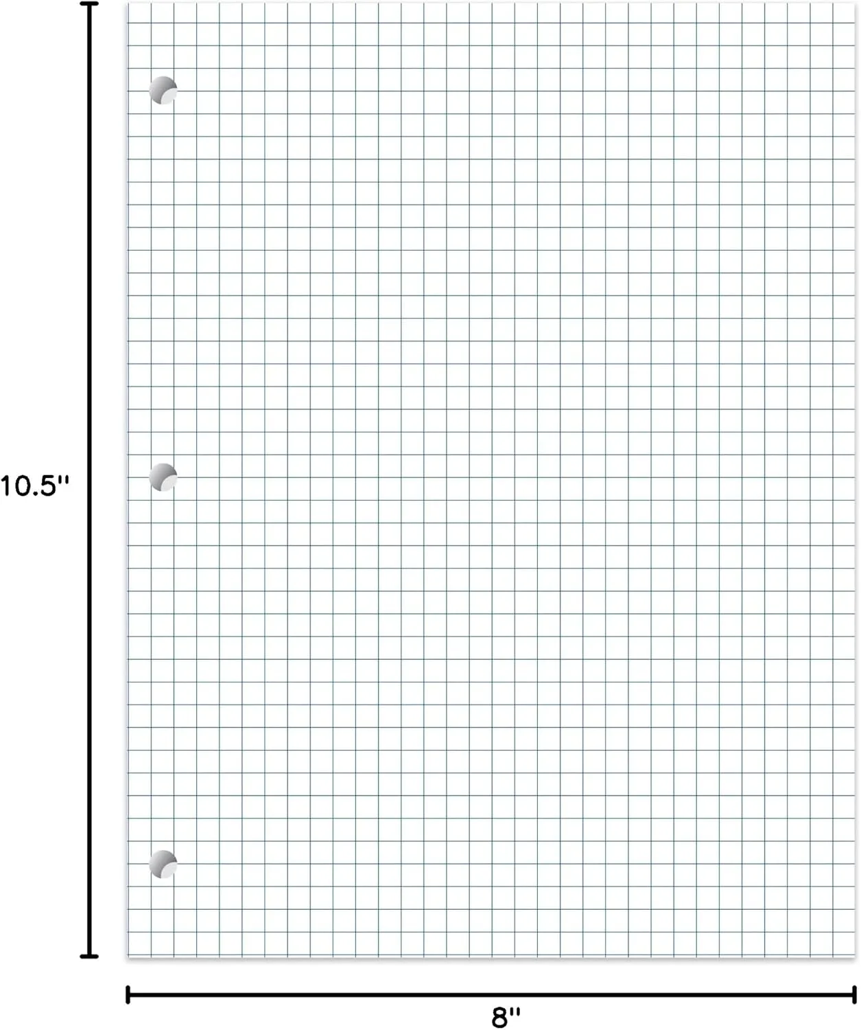 Office Depot Brand Notebook Filler Paper, 8" x 10-1/2", Quadrille Ruled, White, Pack Of 400 Sheets
