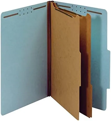 Office Depot 100% Recycled Classification Folders, 2 Dividers, 2.5in Expansion, Legal Size, Light Blue, 10 pk, OD29030R