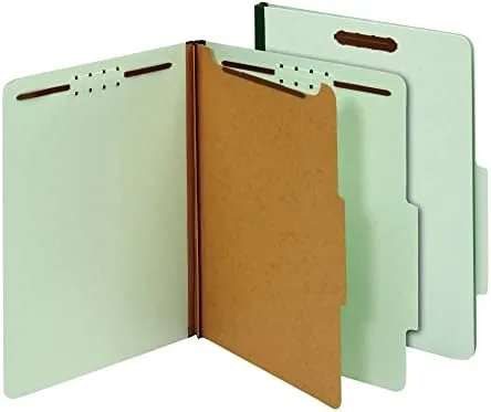 Office Depot 100% Recycled Classification Folders, 1 Divider, 1 3/4in Expansion, Letter Size, Light Green, 10 pk, OD23776R