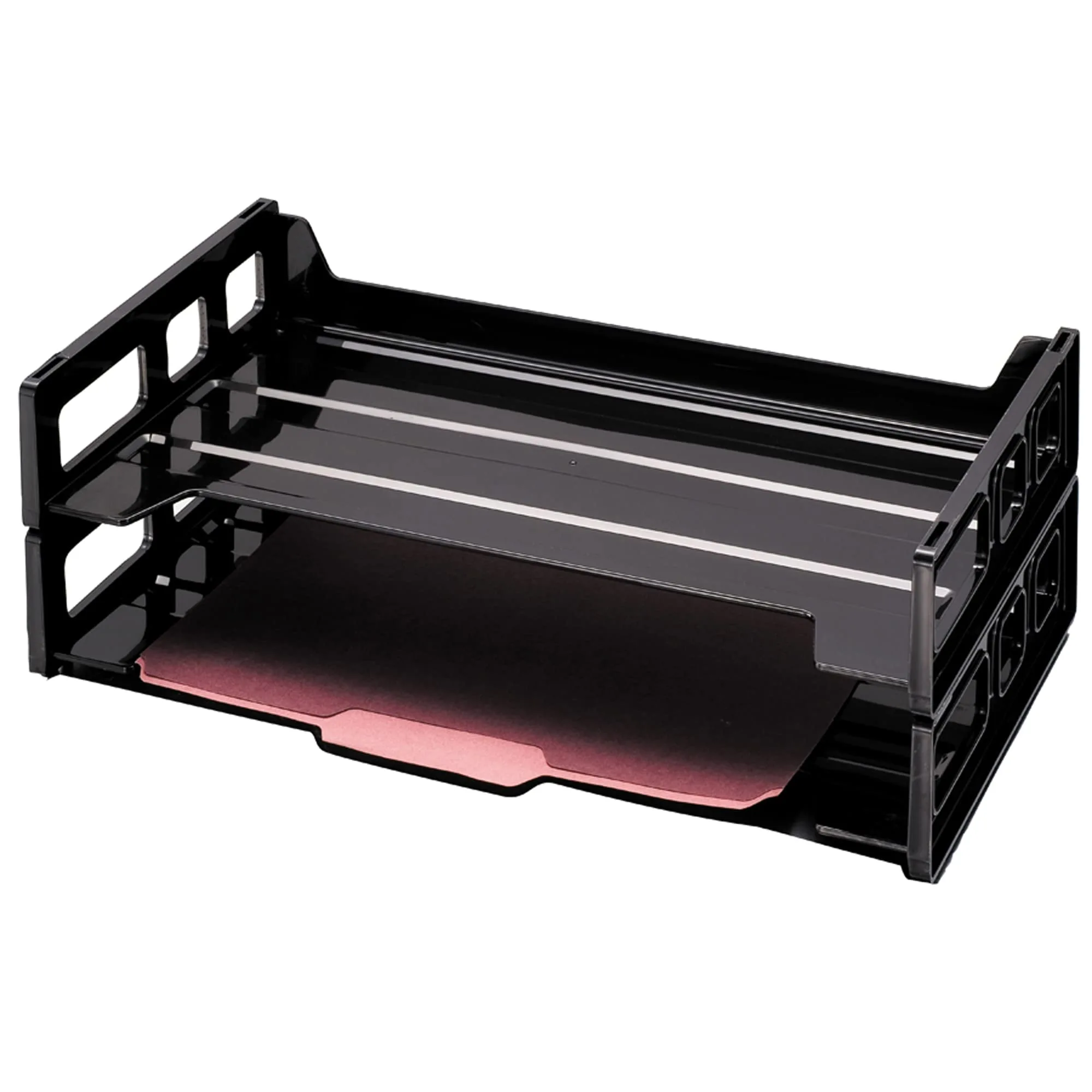 Office Depot 30% Recycled Legal-Size Desk Trays, 9 x 16 1/4 in, Black, Pack of 2
