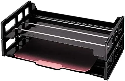 Office Depot 30% Recycled Legal-Size Desk Trays, 9 x 16 1/4 in, Black, Pack of 2