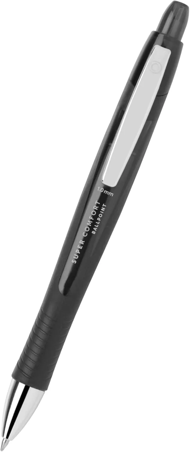 Office Depot Retractable Ballpoint Pens with Grip, 1.0 mm, Black Ink, 6-Pack