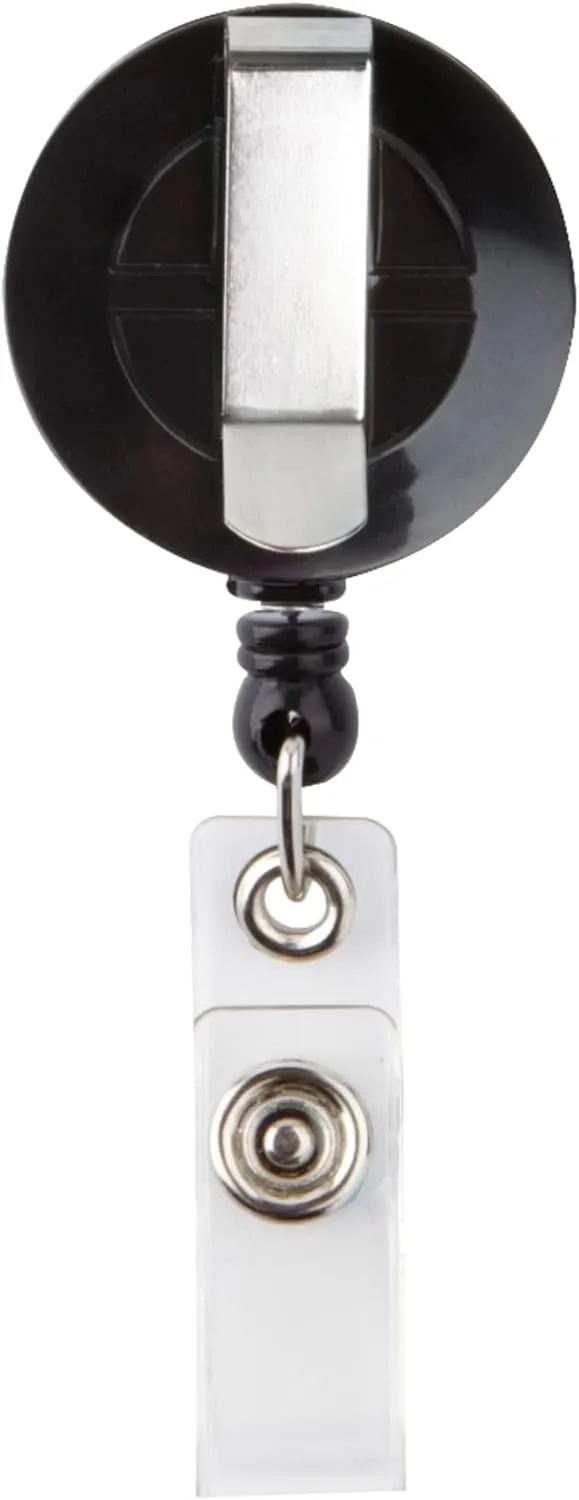 Office Depot Retracting ID Card Reels, Black, Pack Of 12, XS005001A