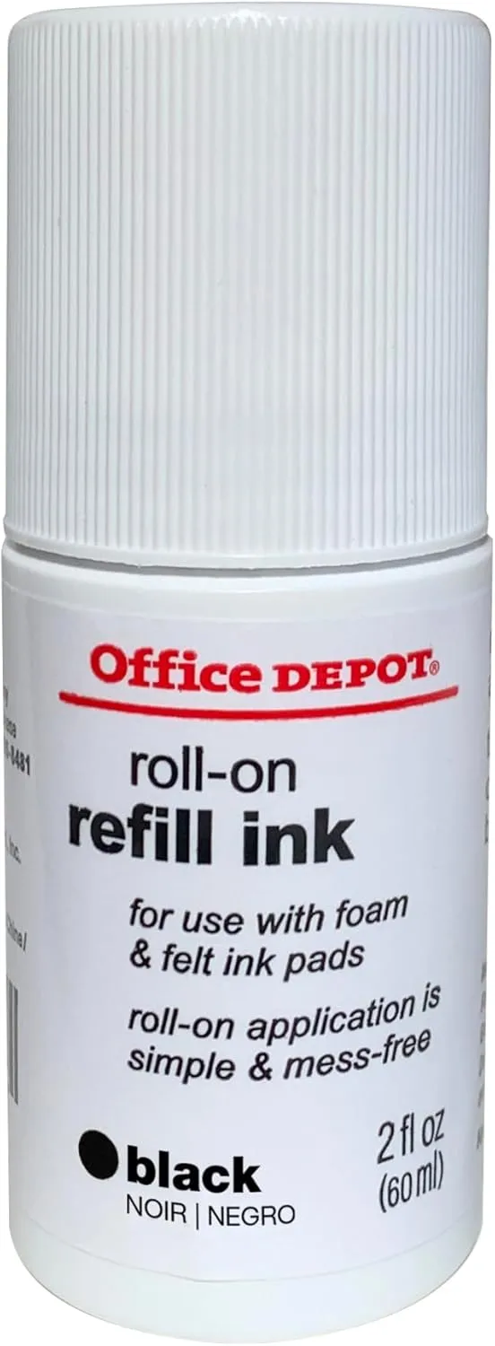 Office Depot Roll On Ink, 2 Oz., Black, 032528