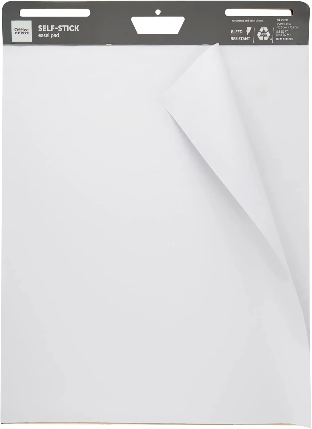 Office Depot® Brand Self-Stick Easel Pad, 25" x 30", 30 Sheets, 80% Recycled, White