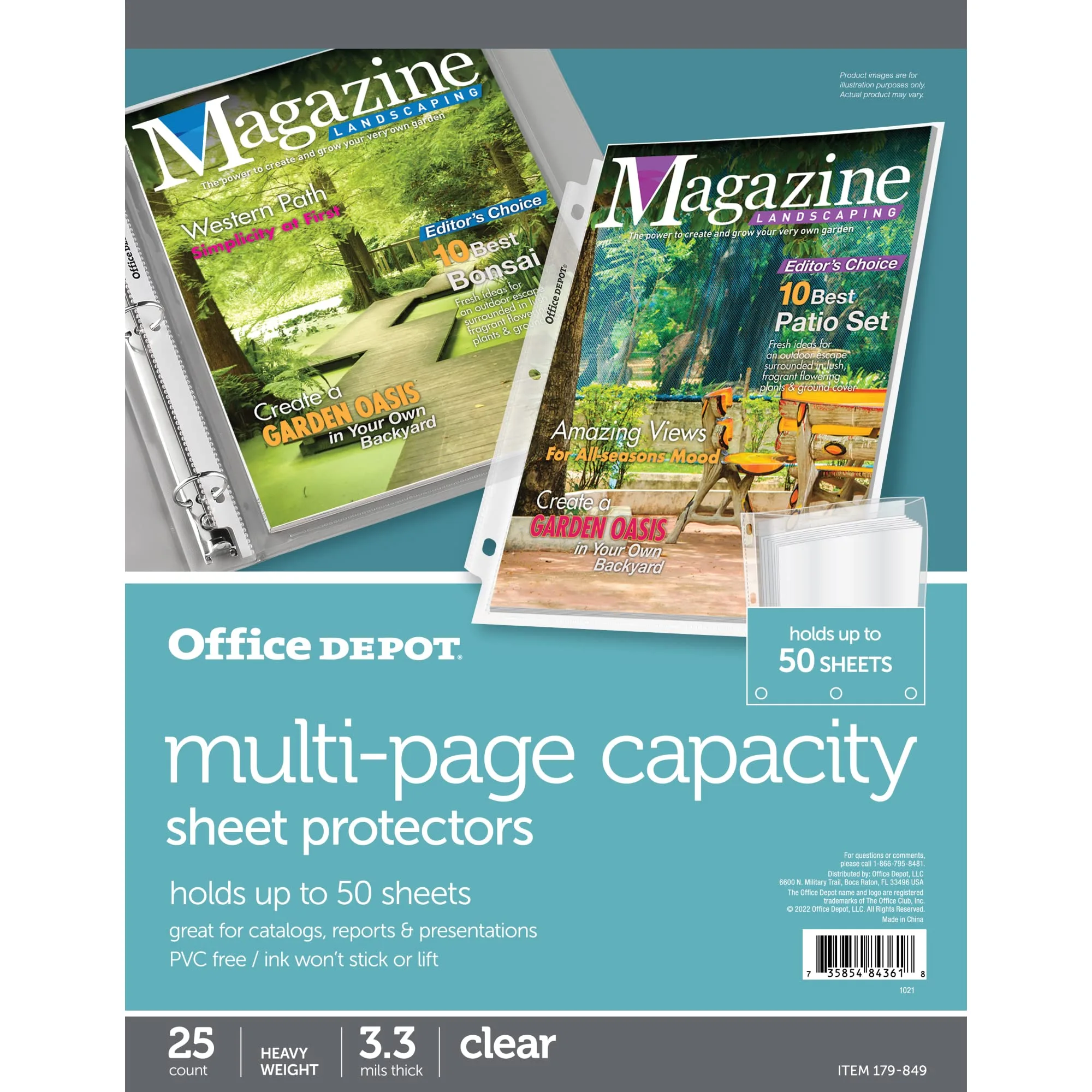 Office Depot Expandable Sheet Protectors, 50-Sheet Capacity, 8.5 x 11, Clear, Pack of 25