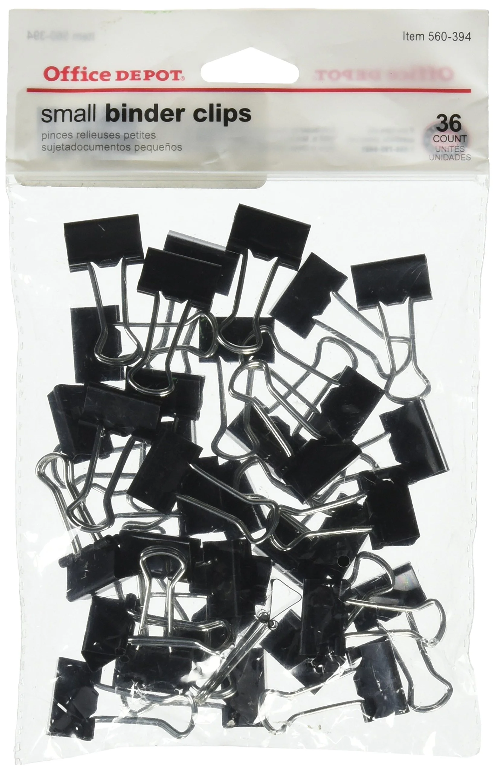 Office Depot Brand(R) Binder Clips, Small, 3/4in. Wide, 3/8in. Capacity, Black, Pack of 36, OD77832