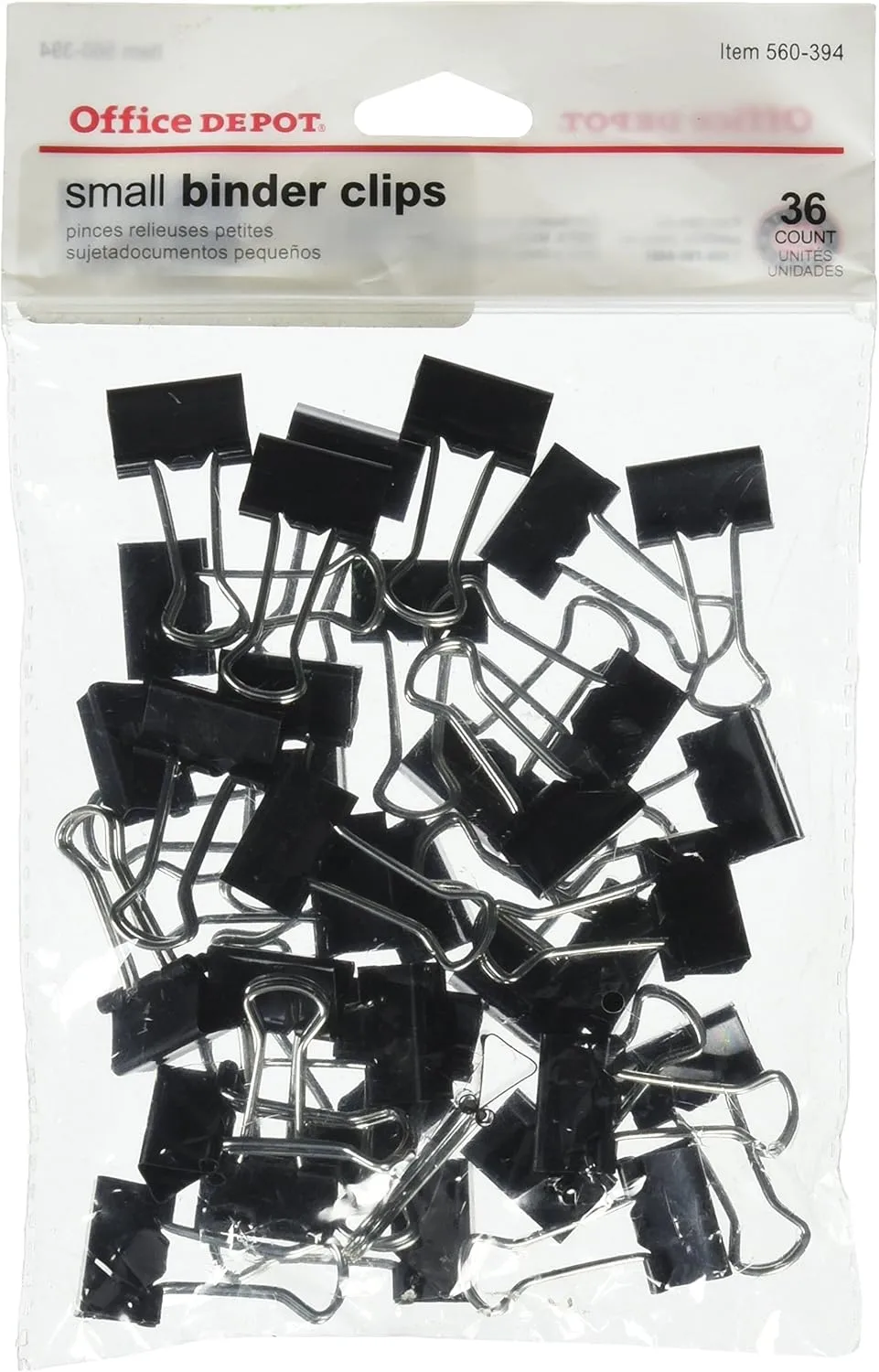 Office Depot Brand(R) Binder Clips, Small, 3/4in. Wide, 3/8in. Capacity, Black, Pack of 36, OD77832
