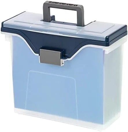 Office Depot Small Mobile File Box, Letter Size, Clear/Blue