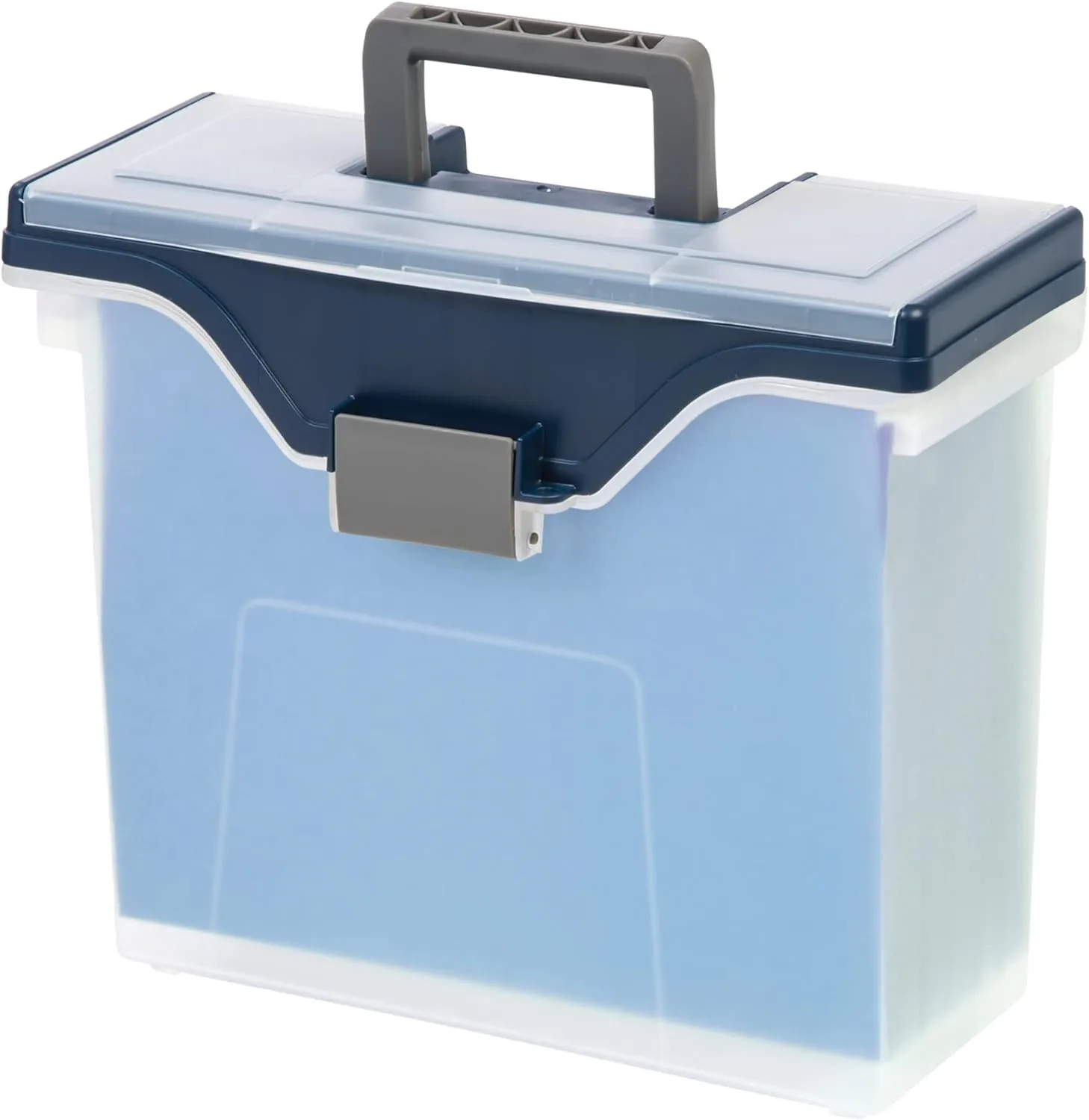 Office Depot Small Mobile File Box, Letter Size, Clear/Blue