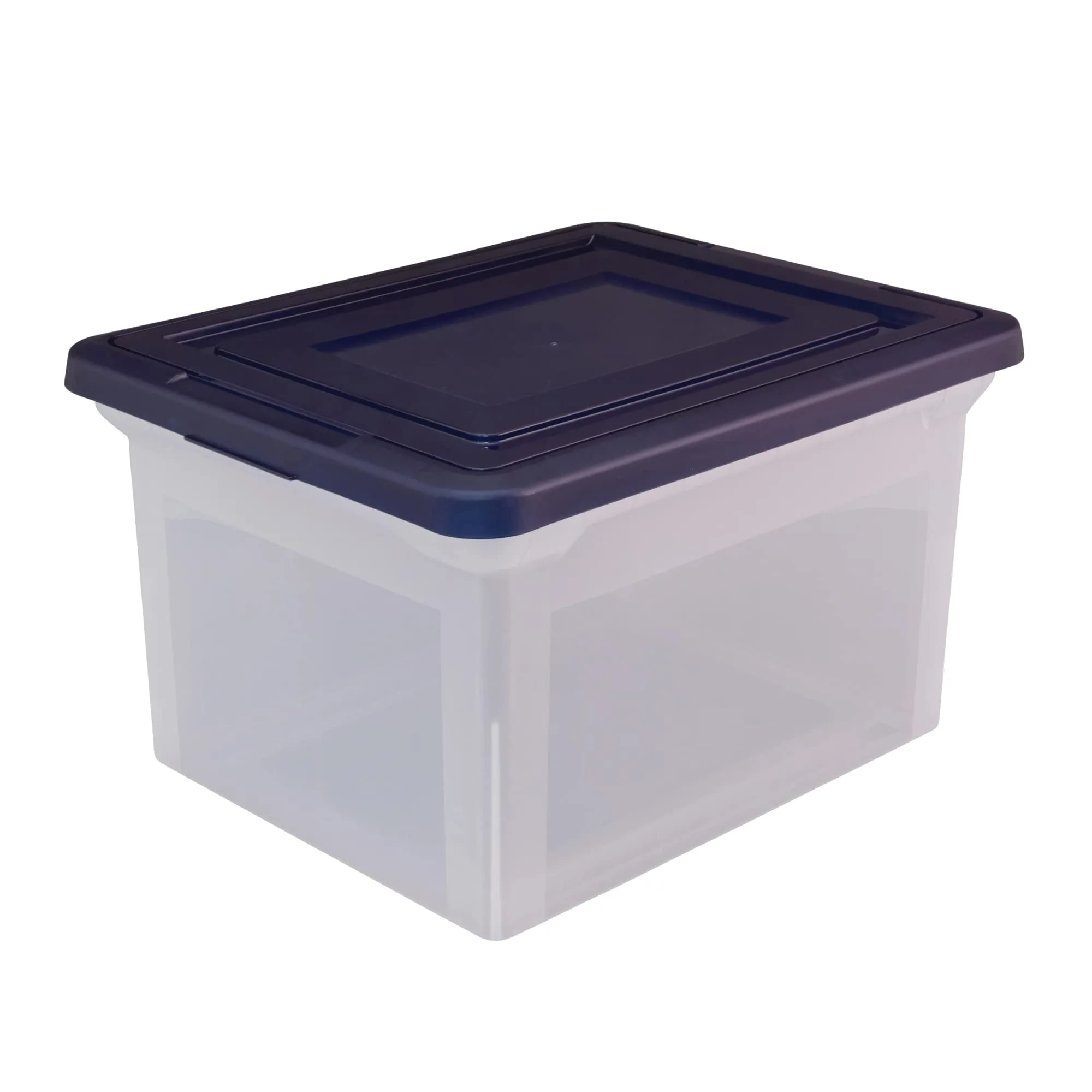 Office Depot Stackable File Tote Box, Letter/Legal, 18 x 14 1/8 x 10 13/16, Blue/Clear